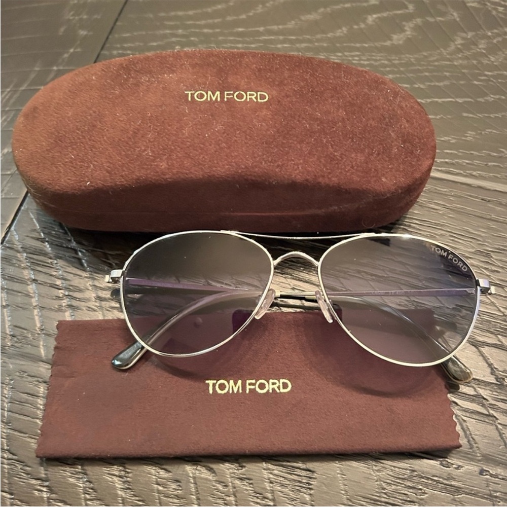 Tom Ford Silver Sunglasses with Brown Accessories
